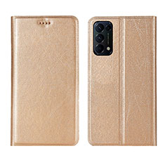 Funda de Cuero Cartera con Soporte Carcasa L05 para Oppo Reno5 Pro 5G Oro