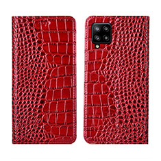 Funda de Cuero Cartera con Soporte Carcasa L05 para Samsung Galaxy A42 5G Rojo