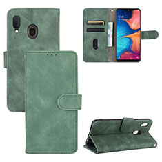 Funda de Cuero Cartera con Soporte Carcasa L05Z para Samsung Galaxy A20 Verde