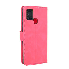 Funda de Cuero Cartera con Soporte Carcasa L05Z para Samsung Galaxy A21s Rosa Roja