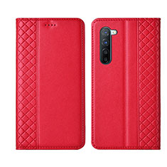 Funda de Cuero Cartera con Soporte Carcasa L06 para Oppo F15 Rojo