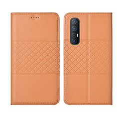 Funda de Cuero Cartera con Soporte Carcasa L06 para Oppo Find X2 Neo Naranja