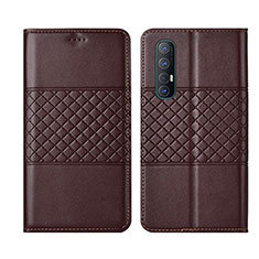 Funda de Cuero Cartera con Soporte Carcasa L06 para Oppo Reno3 Pro Marron