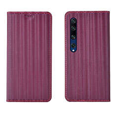 Funda de Cuero Cartera con Soporte Carcasa L06 para Xiaomi Mi 10 Rojo Rosa