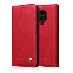 Funda de Cuero Cartera con Soporte Carcasa L06 para Xiaomi Redmi Note 9 Pro Max Rojo