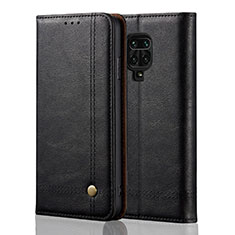 Funda de Cuero Cartera con Soporte Carcasa L06 para Xiaomi Redmi Note 9 Pro Negro