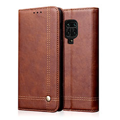 Funda de Cuero Cartera con Soporte Carcasa L06 para Xiaomi Redmi Note 9S Marron