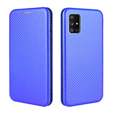 Funda de Cuero Cartera con Soporte Carcasa L06Z para Samsung Galaxy A51 4G Azul