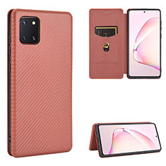 Funda de Cuero Cartera con Soporte Carcasa L06Z para Samsung Galaxy A81 Marron