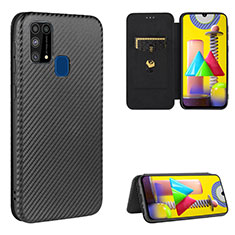 Funda de Cuero Cartera con Soporte Carcasa L06Z para Samsung Galaxy M21s Negro