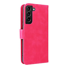 Funda de Cuero Cartera con Soporte Carcasa L06Z para Samsung Galaxy S21 5G Rosa Roja