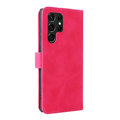 Funda de Cuero Cartera con Soporte Carcasa L06Z para Samsung Galaxy S22 Ultra 5G Rosa Roja