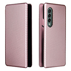 Funda de Cuero Cartera con Soporte Carcasa L06Z para Samsung Galaxy Z Fold4 5G Oro Rosa