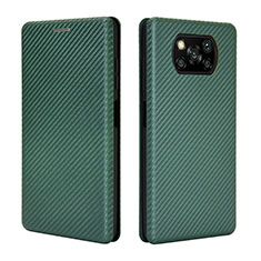 Funda de Cuero Cartera con Soporte Carcasa L06Z para Xiaomi Poco X3 Pro Verde