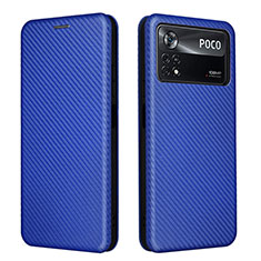 Funda de Cuero Cartera con Soporte Carcasa L06Z para Xiaomi Poco X4 Pro 5G Azul