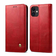 Funda de Cuero Cartera con Soporte Carcasa L07 para Apple iPhone 12 Mini Rojo