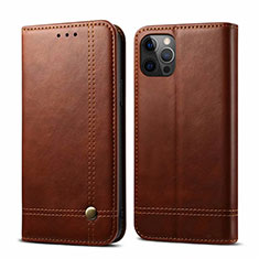 Funda de Cuero Cartera con Soporte Carcasa L07 para Apple iPhone 12 Pro Marron