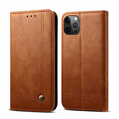 Funda de Cuero Cartera con Soporte Carcasa L07 para Apple iPhone 12 Pro Max Marron Claro