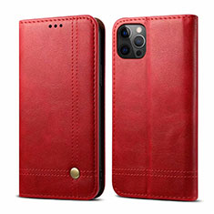 Funda de Cuero Cartera con Soporte Carcasa L07 para Apple iPhone 12 Pro Max Rojo