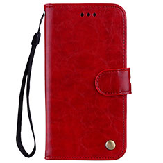 Funda de Cuero Cartera con Soporte Carcasa L07 para Huawei P20 Lite Rojo