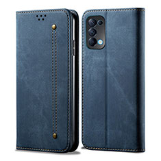 Funda de Cuero Cartera con Soporte Carcasa L07 para Oppo Find X3 Lite 5G Azul