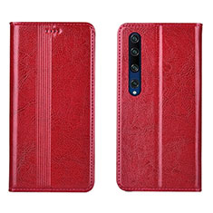 Funda de Cuero Cartera con Soporte Carcasa L07 para Xiaomi Mi 10 Rojo