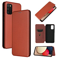 Funda de Cuero Cartera con Soporte Carcasa L07Z para Samsung Galaxy M02s Marron