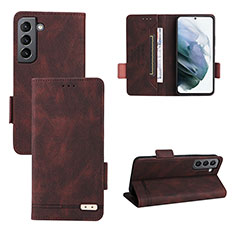 Funda de Cuero Cartera con Soporte Carcasa L07Z para Samsung Galaxy S21 5G Marron