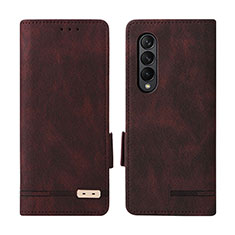 Funda de Cuero Cartera con Soporte Carcasa L07Z para Samsung Galaxy Z Fold3 5G Marron