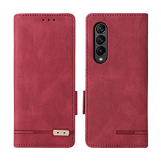 Funda de Cuero Cartera con Soporte Carcasa L07Z para Samsung Galaxy Z Fold3 5G Rojo