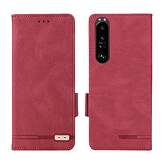 Funda de Cuero Cartera con Soporte Carcasa L07Z para Sony Xperia 1 III Rojo