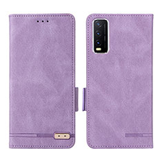 Funda de Cuero Cartera con Soporte Carcasa L07Z para Vivo Y12s Morado