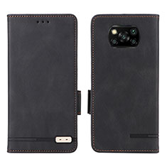 Funda de Cuero Cartera con Soporte Carcasa L07Z para Xiaomi Poco X3 NFC Negro