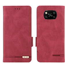 Funda de Cuero Cartera con Soporte Carcasa L07Z para Xiaomi Poco X3 NFC Rojo