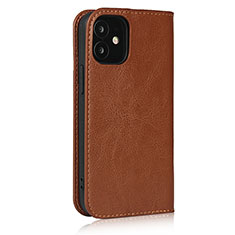 Funda de Cuero Cartera con Soporte Carcasa L08 para Apple iPhone 12 Mini Marron Claro