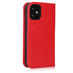 Funda de Cuero Cartera con Soporte Carcasa L08 para Apple iPhone 12 Mini Rojo