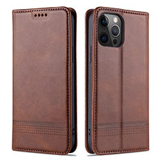 Funda de Cuero Cartera con Soporte Carcasa L08 para Apple iPhone 12 Pro Marron