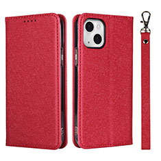 Funda de Cuero Cartera con Soporte Carcasa L08 para Apple iPhone 13 Mini Rojo