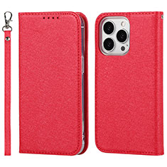 Funda de Cuero Cartera con Soporte Carcasa L08 para Apple iPhone 13 Pro Max Rojo