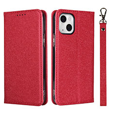 Funda de Cuero Cartera con Soporte Carcasa L08 para Apple iPhone 14 Plus Rojo