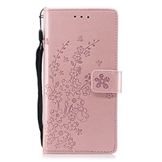 Funda de Cuero Cartera con Soporte Carcasa L08 para Huawei P20 Oro Rosa