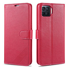 Funda de Cuero Cartera con Soporte Carcasa L08 para Oppo A93 Rojo