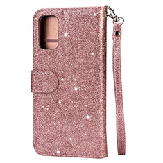 Funda de Cuero Cartera con Soporte Carcasa L08 para Samsung Galaxy S20 5G Oro Rosa