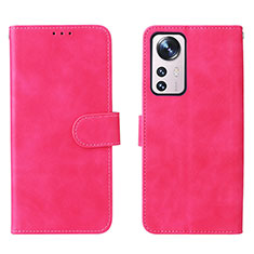Funda de Cuero Cartera con Soporte Carcasa L08 para Xiaomi Mi 12S 5G Rosa Roja