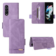 Funda de Cuero Cartera con Soporte Carcasa L08Z para Samsung Galaxy Z Fold4 5G Morado