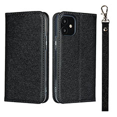 Funda de Cuero Cartera con Soporte Carcasa L09 para Apple iPhone 12 Negro