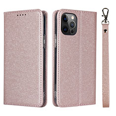 Funda de Cuero Cartera con Soporte Carcasa L09 para Apple iPhone 12 Pro Max Oro Rosa