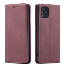 Funda de Cuero Cartera con Soporte Carcasa L09 para Samsung Galaxy A51 5G Rojo Rosa