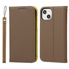 Funda de Cuero Cartera con Soporte Carcasa L10 para Apple iPhone 13 Mini Marron