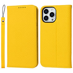 Funda de Cuero Cartera con Soporte Carcasa L10 para Apple iPhone 13 Pro Amarillo